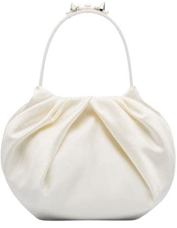 Simone Rocha Embellished Ruched Silk-Satin Clutch Bag BAG811B0262 Cream | Farfetch