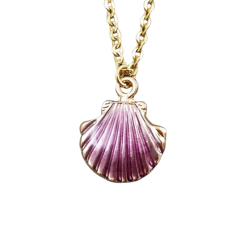 Seashell Necklace Purple Shell Necklace Seashell Jewelry Beach | Etsy