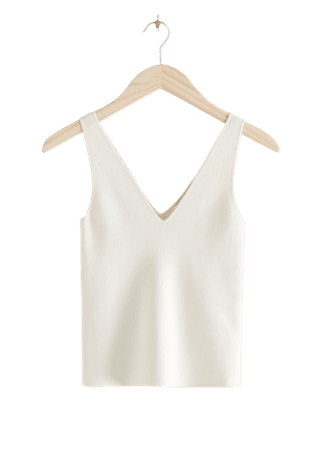 Stretch Rib Knit Tank Top - White - Tanktops & Camisoles - & Other Stories