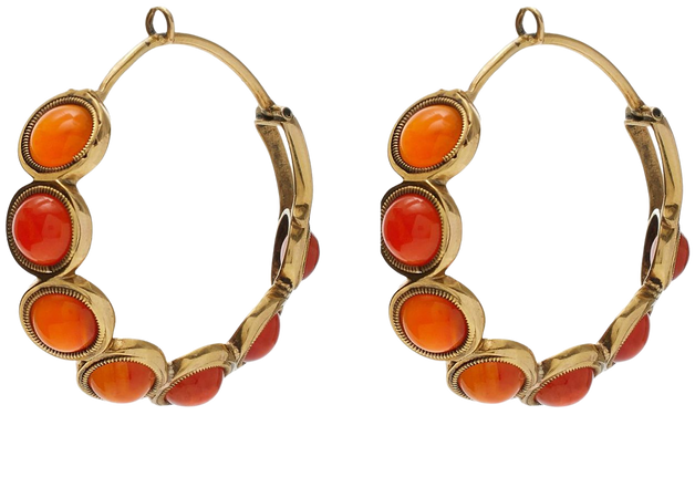 Georgian 15k Gold And Carnelian Poissarde Hoop Earrings By Kentshire | Moda Operandi