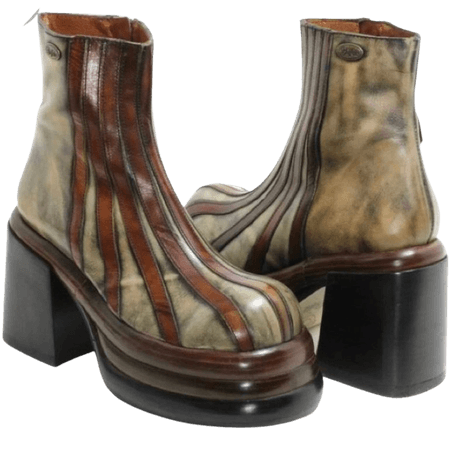 green and brown platform boots