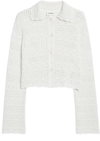 Long sleeve crochet look top - White - Monki WW