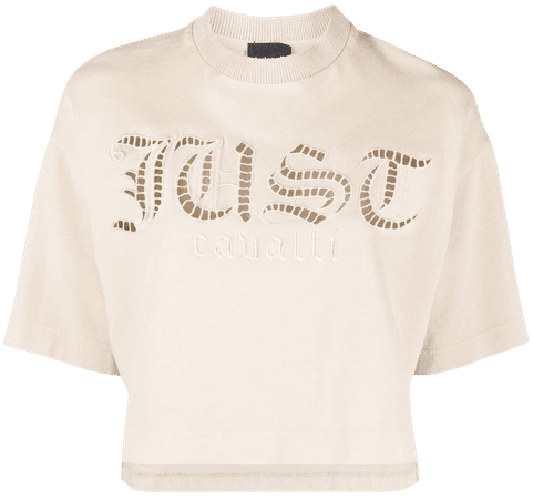 Just Cavalli embroidered-logo Cropped T-shirt - Farfetch