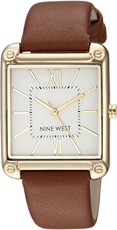 Amazon.com: Nine West Women's NW/2116SVBN Gold-Tone and Brown Strap Watch : Clothing, Shoes & Jewelry