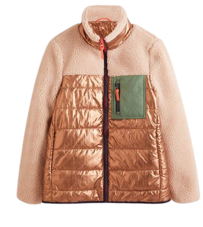 Quilted Borg Puffer Jacket - Metallic Natural Borg | Boden US