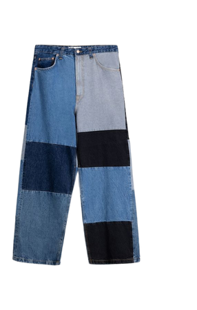 Super baggy color block jeans - Denim - Men | Bershka