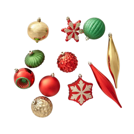 40ct Christmas Ornament Set Red Green & Gold - Wondershop™ : Target