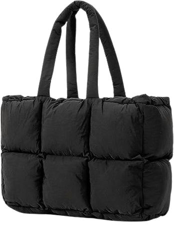 Amazon.com: Herald Puffer Tote Bag for Women, Large Quilted Puffy Handbag Lightweight Winter Down Padding Lattice Satchel Purse (Black) : Clothing, Shoes & Jewelry