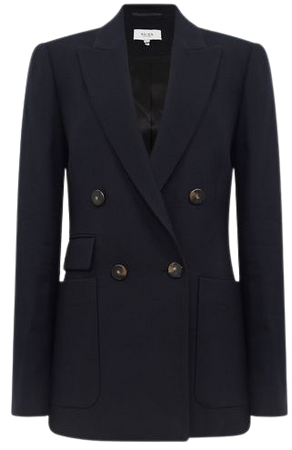 Reiss Navy Larsson Double Breasted Twill Blazer | REISS USA