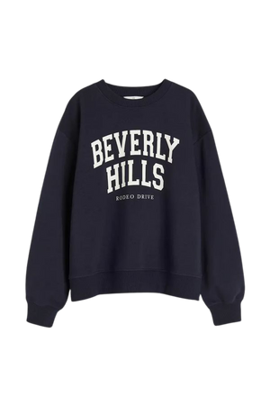 Crew-neck Sweatshirt - Navy blue/Beverly Hills - Ladies | H&M US