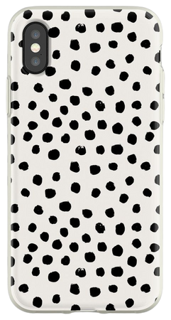 Coques et skins iPhone « Pois preppy sans pois à pois noirs et blancs pois dalmation taches d'animaux design minimal », par charlottewinter | Redbubble