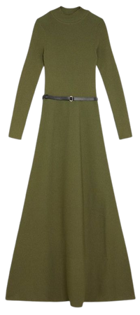 Viscose Blend Rib Knit Belted Midi Dress | Karen Millen
