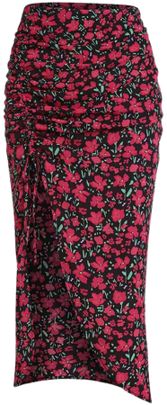 ZAFUL Cinched Floral Thigh High Split Midi Skirt In BLACK | ZAFUL 2023