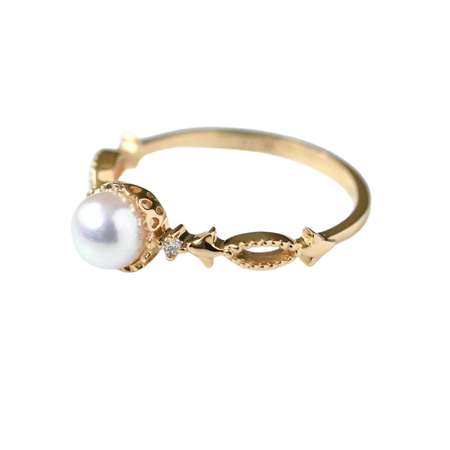Pearl Engagement Ring 18k Gold Vintage Pearl Engagement Ring | Etsy