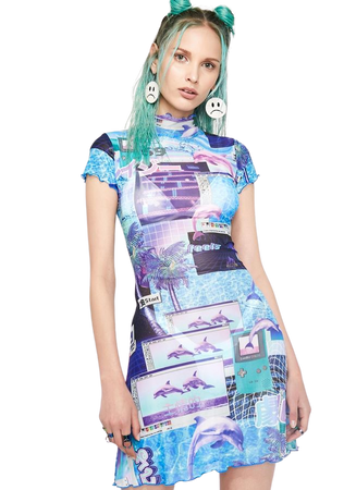 Cyber Splash Mesh Dress