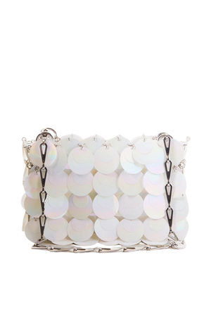 White Nano Bridal Sparkle paillette-embellished faux leather shoulder bag | Paco Rabanne | NET-A-PORTER