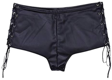 Agoky Women's Patent Leather Lace Up Booty Shorts Rave Dance Mini Pants Clubwear Black Medium (Waist 28.0"-36.0") at Amazon Women’s Clothing store