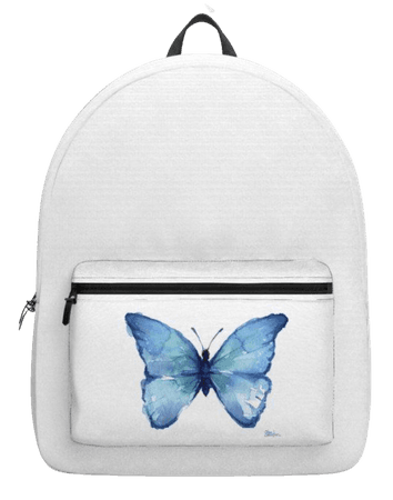 Blue White Butterfly Bag Backpack