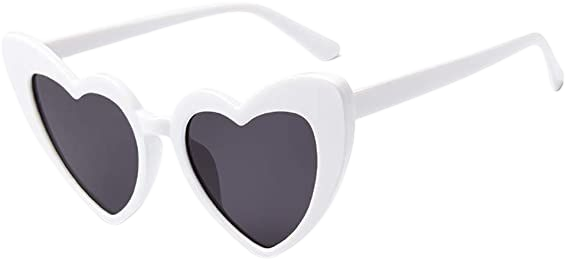 Amazon.com: JUSLINK Heart Shaped Sunglasses for Women, Cat Eye Mod Style Retro Kurt Cobain Glasses(White) : Clothing, Shoes & Jewelry