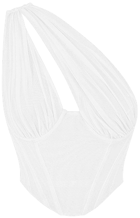 Clothing : Tops : 'Jemima' White Mesh Cutout Corset