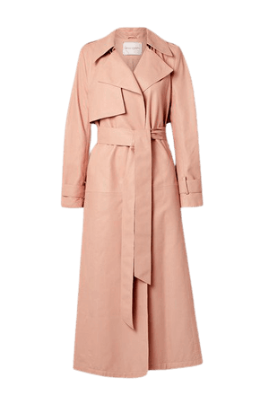 Belted Leather Trench Coat - Blush