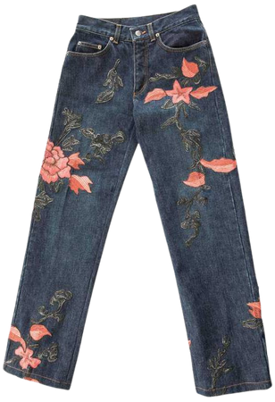 Tom Ford For Gucci Men's Floral Embroidered Jeans, Autumn - Winter 1999 For Sale at 1stdibs