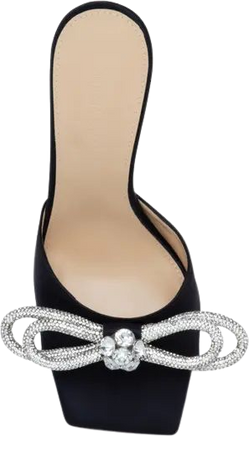 Mach & Mach Crystal Double Bow Square Toe Slide Sandal (Women) | Nordstrom