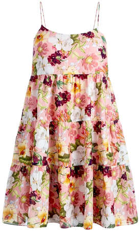 Colleen Babydoll Mini Dress In Juniper Floral Rose | Alice And Olivia