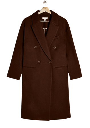 Brown Double Breasted Coat | Topshop