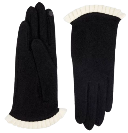 Tessi black and white wool blend gloves | agnès b.