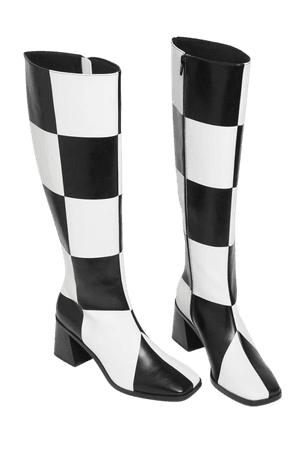 Knee-high boots - Check pattern - Boots - Monki WW