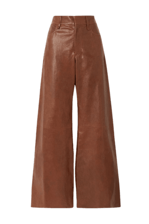 Brown Leather flared pants | Chloé | NET-A-PORTER