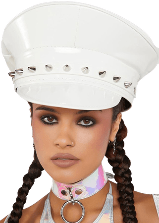Spiked White Patent Captain Hat – Dolls Kill