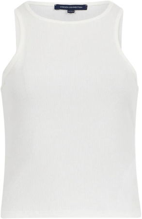 Rassia Sheryle Rib Racer Tank Top Linen White | French Connection US