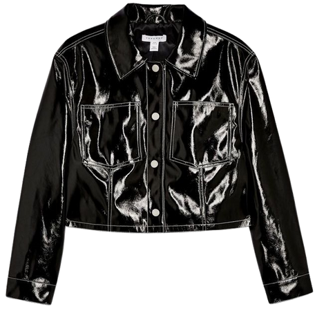 Black Vinyl Crop Biker Jacket | Topshop