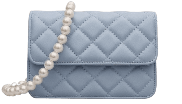Faux Pearl Strap Quilted Square Bag