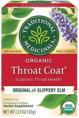Amazon.com : Traditional Medicinals Organic Throat Coat Herbal Tea, Supports Throat Health, (Pack of 2) - 32 Tea Bags Total : Grocery Tea Sampler : Grocery & Gourmet Food