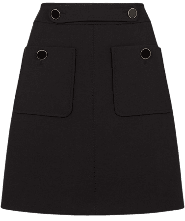 Compact Stretch Button Detail A Line Skirt | Karen Millen