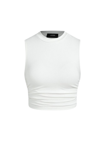 Solid Sleeveless Ruched Crop Top - Cider