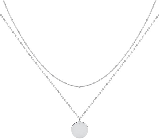 Amazon.com: MEVECCO Sliver Necklace for Women Layered Circle Coin Disc Sliver Plated Dainty Satellite Bead Chain Simple Layer Jewelry Gift: Clothing, Shoes & Jewelry