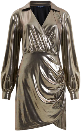 Ronja Liquid Metal Shirt Dress Silver | French Connection US