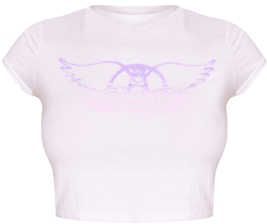 White Aerosmith Cropped Short Sleeve Tshirt | PrettyLittleThing USA