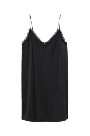 Satin Slip Dress - Black - Ladies | H&M US