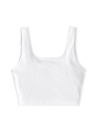 [49% OFF] 2020 Plain Ribbed Cropped Tank Top In WHITE | ZAFUL