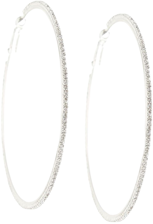 Silver Glass Rhinestone 70MM Hoop Earrings | Claire's US