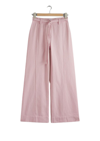 Relaxed Belted Trousers - Pink - Wide trousers - & Other Stories US