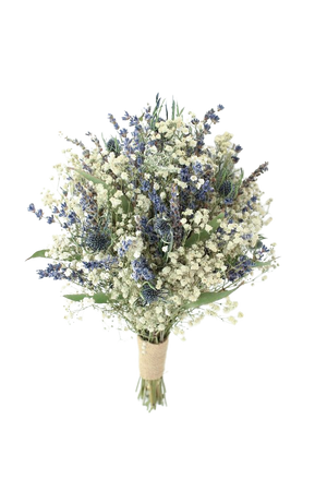Lavender Blue Thistle Bouquet Wedding / Babies Breath Bouquet - Etsy