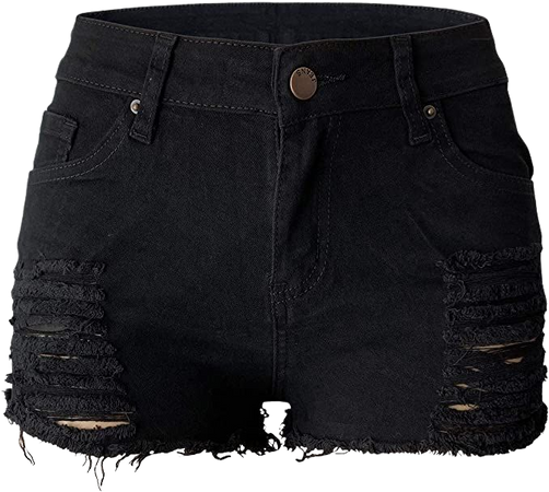 Aodrusa Womens Ripped Denim Shorts Mid Waist Sexy Short Cutoff Distressed Short Jeans Black US 2-4