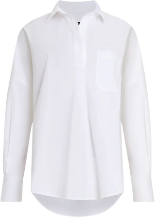 Rhodes Poplin Button Back Shirt Linen White | French Connection US