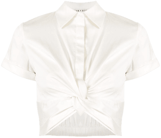 Alice+Olivia Phebe front-knot Cotton Shirt